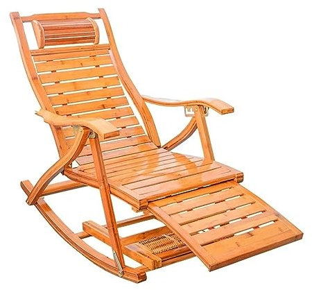 CHUNXVLI Liegestuhl Klappbar Bambus-Loungesessel, Liegestuhl, Schaukelstuhl, Zusammenklappbare Liegestühle, Verstellbare Ausrüstung Für Garten, Terrasse, Freizeit Sonnenliege Gartenliege