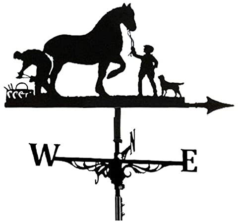 Windfahne Wetterfahne Mit Dach Mount Wetterhahn Windrichtungsanzeiger, Landwirt Und Pferd Metall Wetterfahne Garten, Edelstahl Home Decor Ornament