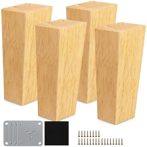 Lauviomify 4pz Gambe per Mobili Legno, Piedini per Mobili Ricambio Parti di Mobili in legno Gambe per Tavolo Piedini di Ricambio per Divano Letto Poltrona Armadio (12cm=4.72)
