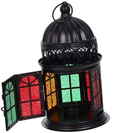 Cabilock Marokkanische Stil Kerzenhalter Mit Buntem Glas Dekorative Hängelampe Für Innen Und Außen Für Festlichkeiten Und Heimdekoration
