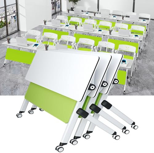 AYMIXEM Klappbarer Konferenztisch in modernem Design mit feststellbaren Rollen. Großer rechteckiger Besprechungstisch mit leisen Rollen. Tragbarer Schulungstisch für Seminare und Meetings