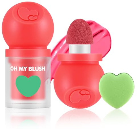 Boobeen Morbido Fard Liquido per Guance, Crema per il Trucco del Viso con Applicatore a Cuscino, Fard di Velluto a Lunga Durata, Idratante, che Lascia un Look Opaco e Luminoso