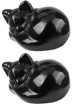 CHROMACRAFT 2 Pezzi Ornamenti per Gatti Neri, Ornamenti Regalo, Ornamenti per Sculture di Gatti Addormentati, Ornamenti per La Casa, Ornamenti per Piccole Auto, Semplici Ornamenti Decorativi