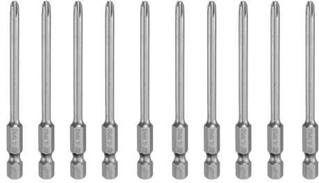 QUARKZMAN 10Pcs Embout de Tournevis Tige Hexagonale de 1/4 6,35 mm | Cruciforme Phillips #2 Ph2, en Acier S2, Longueur de 3,15 80 mm, Magnétique, À Tête Croisée 0,157 4 mm, Tige