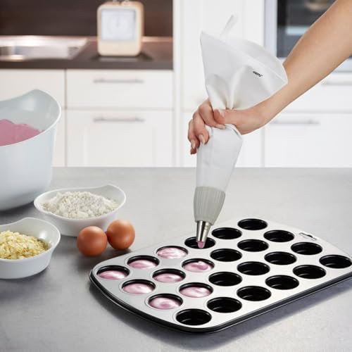 Laviva Juego de mangas pasteleras premium (12 piezas) – 35 – 40 cm algodón manga pastelera con boquillas de acero inoxidable para decorar tartas, reutilizable y apto para lavavajillas, incluye