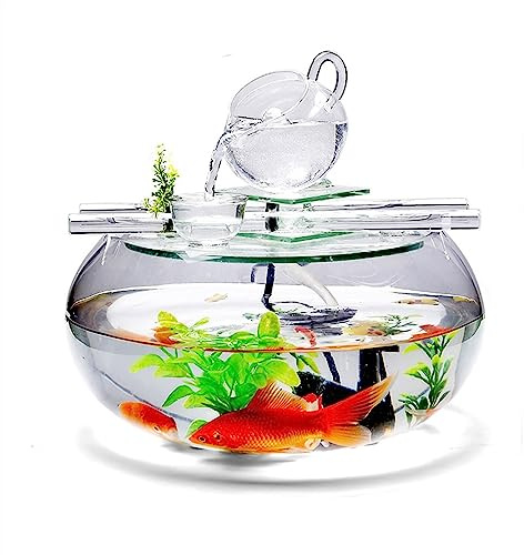 CJHFR472SG Terrarium Aquarium Rundes Glas Büro Zuhause Desktop Dekorationen Zierfisch Tank Transparentes Glas Aquarium Dekorationen Kleine Dekorationen Insekten Schildkröten