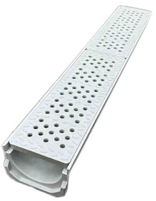 Kit di scarico in resina a forma di U con griglia in plastica, ideale per vialetti, cortili e altro (15 x 20 x 100 cm)