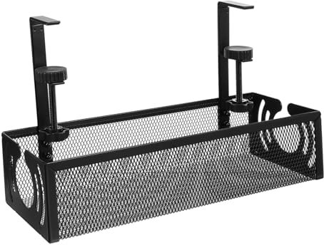 Happyyami Cable Management Tray for Desk Wire Organization No Drill Cord Holder Clamp Shelf for under Desk Storage of Electronic Cords and Accessories
