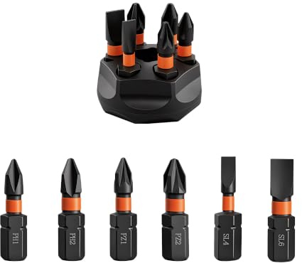 IRONCUBE 6 Pcs Bits Set, Mutli Screwdriver Bits for Interchangeable Ratchet Handle - PH1,PH2,PZ1,PZ2,SL4,SL6