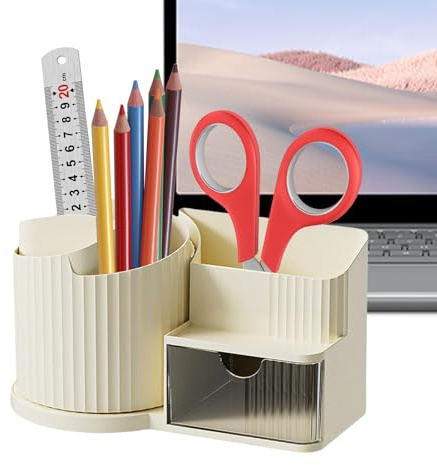 Drehbarer Stifthalter, um 360 Grad drehbarer Schreibtisch-Organizer – Schublade befestigter Fächer, Schreibwaren-Halter für Lippenstifte, Buntstifte, Make-up-Pinsel