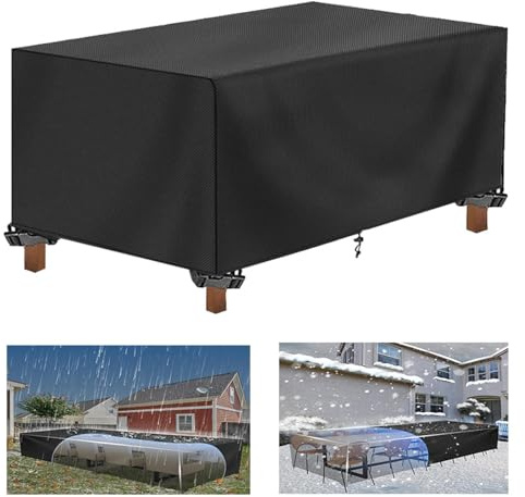 IUCUHE Abdeckplane Für Gartenmöbel 180x90x110cm/LXBXH Schutzhülle Gartentisch,Gartenabdeckungen Tisch Und Stühle,Große Gartenmöbel-Abdeckungen Winddicht Staubdicht Anti-UV Winterfest Oxford Gewebe