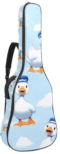 KengjuTesu 43 Zoll Akustikgitarre Softcase mit Rucksackgurt und 2 Taschen Navy Hut Ente, keine Polsterung Rucksack Wasserdicht Oxford Tuch Bassgitarre Gigbag für Konzertgitarre, Mehrfarbig 1