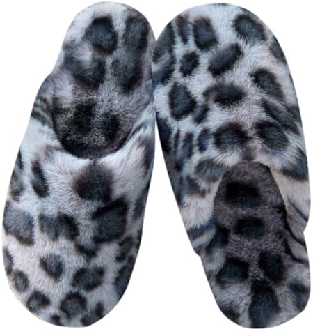 Coswind Pantofole Donna Uomo Invernali Ciabatte Pelose Peluche Calde with Memory Foam Imbottite Casa Antiscivolo Mocassino Scarpe Morbide Comode Unisex Eleganti Ghepardo GrigioN 290