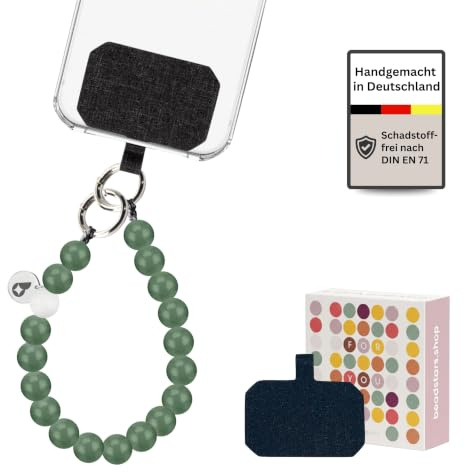 beadstars® Handykette kurz aus Holzperlen | Universal Handyanhänger für alle Smartphones | Handmade in Germany | kompatibel mit iPhone, Samsung u.a. | ideal als Geschenke für Frauen