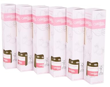 Cofan Pack de 6 ambientadores de varillas fresa y nata | Aroma intenso | Varillas de ratán | Frasco de vidrio | Capacidad: 50 ml