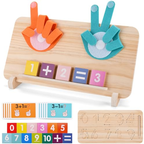 IGUGI Giocattolo di Matematica in Legno,Giochi Matematici con Conteggio,Giocattoli Matematici Montessori,Giocattolo Educativo per 3-6 Anni,Regalo per Bambini e Bambine in età Prescolare