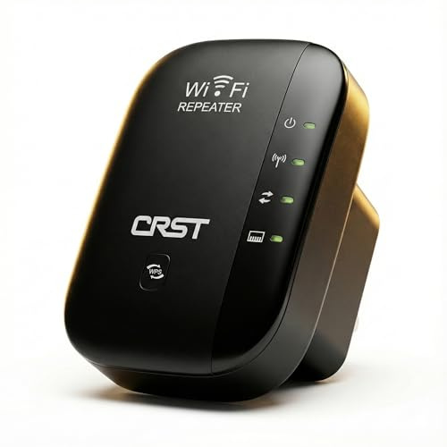 WiFi Booster Range Extender WiFi Extender Internet Booster for Home,1-Click Setup, Compatible with All Internet Boxes, Black