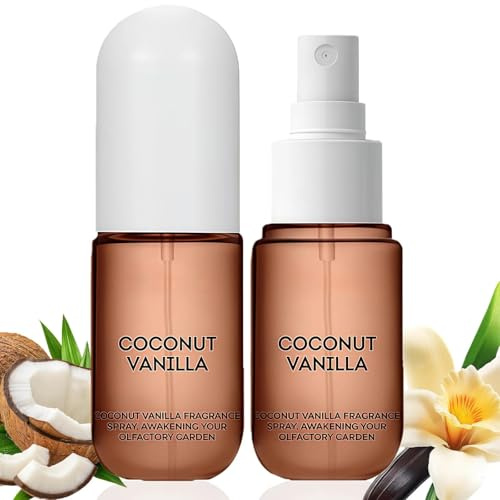 Coconut Vanilla Body Spray for Women, Long-Lasting Fragrance Mist, Vanilla Hair Perfume and Body Spray for Women, Light Scent for Hair & Skin Care - 50ML