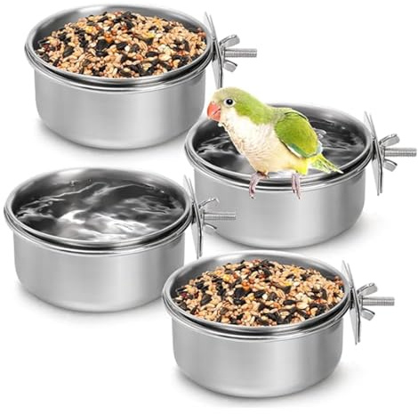 Bebedero para Aves | Plato Alimentador De Acero Inoxidable 304 para Mascotas,Bebedero para Pájaros | para Guacamayos Agapornis Pericos Ninfas Pinzones Jardín Y