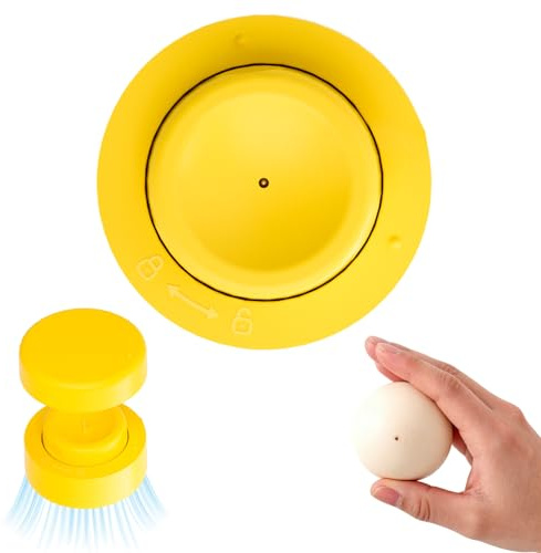 Magenetic Egg Piercer with Lid, Egg Poker Pricker with Safety Lock Egg Pin, Egg Hole Puncher for Raw Eggs, Easy Egg Peeler to Get Good Hard Boiled Eggs (Yellow)