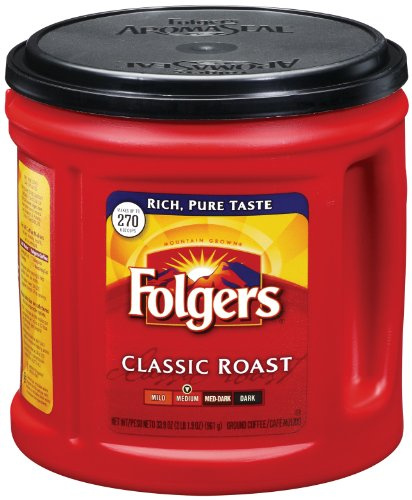 Folgers Classic Roast Coffee, 33.9 Ounce, (Pack of 6)