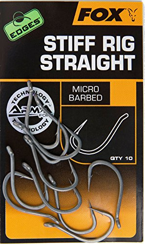 Fox Edges Armapoint Stiff Rig Straight Hooks - 10 Karpfenhaken, Angelhaken zum Karpfenangeln, Haken für Karpfen, Boiliehaken