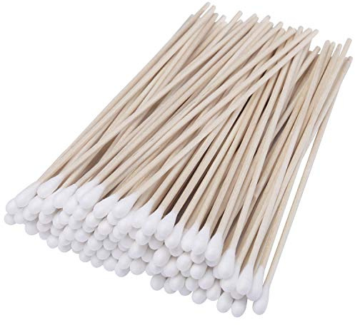 6 Cotton Swabs Wooden Handles Cotton Tipped Applicator Wood Sticks with Single Tip for Gun Cleaning, Wound Clean, Makeup, Removal Residue Tbestmax (500)