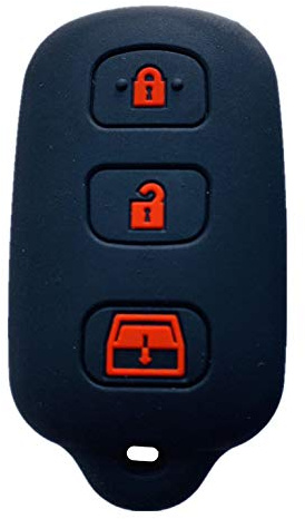 Rpkey Silicone Keyless Entry Remote Control Key Fob Cover Case protector Replacement Fit For 1999-2009 Toyota 4Runner 2001-2008 Toyota Sequoia HYQ12BBX HYQ12BAN HYQ1512Y Black red button