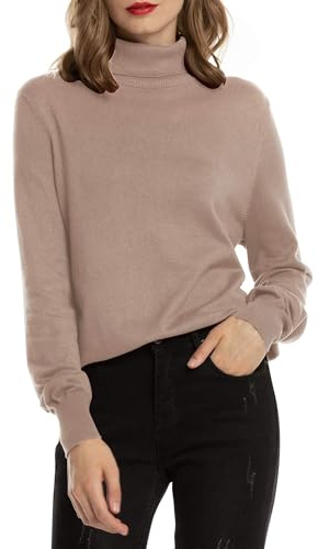 Woolen Bloom Maglione Collo Alto Donna Felpa Ragazza Sweatshirt Pullover con Manica Lunga Eleganti per Autunno Inverno