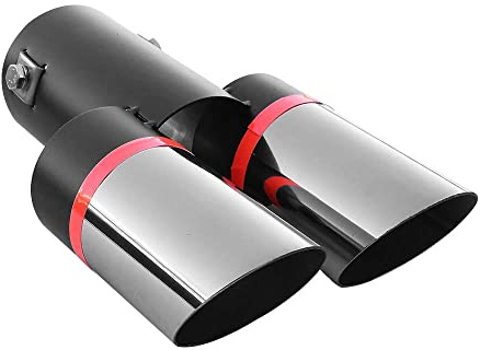 Auspuffblende Doppelrohr Endrohr Edelstahl Auto Endrohrblenden Auspuffendrohr Auspuffrohr Tuning Universell Schalldampf Blende Sport Rund Chrom Auspuffspitzen