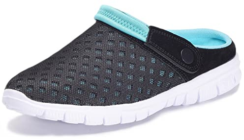 Mens Womens Breathable Mesh Slippers Beach Sandals Garden Clogs Hollow Out Outdoor Sports Casual Summer Shoes Flip Flops, Blue, 9 UK