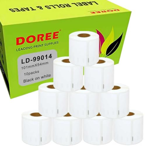 DOREE confezione da 10 etichette indirizzo 99014 S0722430, 54 x 101 mm,220 etichette per rotolo, compatibile con Dymo LabelWriter 4XL 450 400 330 320 310.