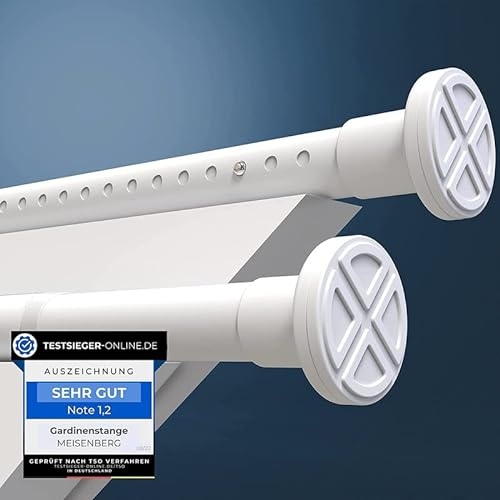MEISENGERG Bastone Tende a Pressione Estensibile 260-310 cm - Asta Telescopica per Tenda da Doccia, Montaggio Senza Foratura, Adatta per Bagni, Armadi e Cucine - Bianco, Diametro 32mm, Acciaio Inox