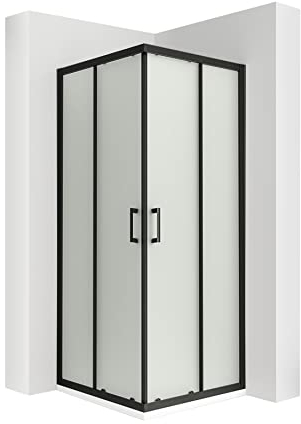 MOG Duschkabine mit Schiebetüren 75x90 cm Höhe: 180 cm Eckdusche mit Rollensystem aus 6mm satiniertem ESG Glas DK79 - alle Grössen