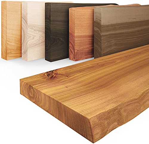 LAMO Manufaktur Wandregal Holz Baumkante | Regal Farbe: Rustikal | Pure: ohne Montage Set | 60 cm