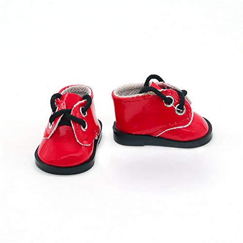 Aeromdale Puppenschuhe PU-Schuhe mit Schnürsenkeln für 35,6 cm große Puppen 35 cm große Puppenzubehör Spielzeug – Rot – 1 Paar
