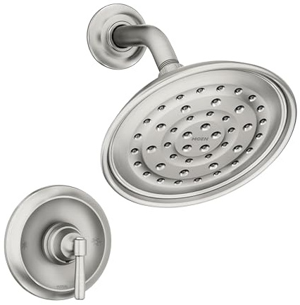 Moen Halle Spot Resist Brushed Nickel Shower Faucet Trim Set featuring Wide Showerhead and Lever Handle with Posi-Temp Valve Included, 82971SRN