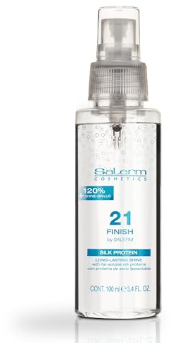 SALERM - Spray Pelo Iluminador - Salerm 21 Finish - 100 ml - con Proteínas de Seda - Toque Final Iluminador - Hidrata y Aporta Brillo al Cabello - Resultado Inmediato - Protector Térmico