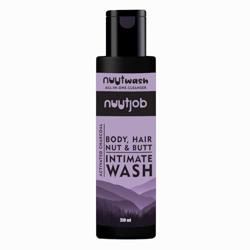 Nuutwash Activated Charcoal All in One Intimate Wash 6.7 Fl Oz | Intimate Nut, Butt, Body & Hair Wash | Ball Deodorant, Hygiene Wash | Natural Ingredients & Essential Oils | For Men-Boys
