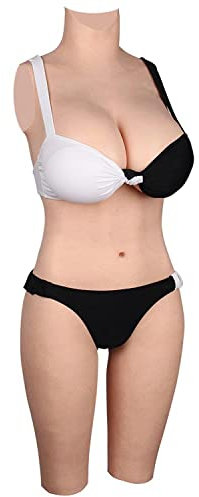 Wisfancy Silikon Bodysuit für D und G Cup Brüste, Crossdresser Bodysuit Ganzkörper mit Vagina-Katheter, Realistischer Silikon Anzug für Transgender und Crossdresser