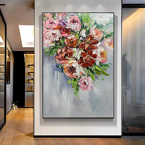 tymhrs Acrylbild,Reines Weißes Blumen-Ölgemälde-Abstraktes Nordisches Blumengemälde, Handgema