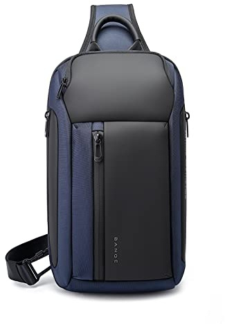 FANDARE Bolsos Cruzados Bolsa de Pecho Bandoleras Cruzada Negocio Sling Bag para Hombres Sport Viaje Ciclismo Hiking Camping Multibolsillos Pequeña Mochila Impermeable Poliéster Azul