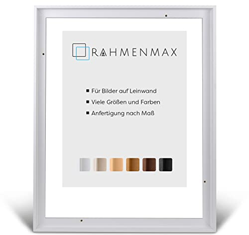 RahmenMax® Luzern Schattenfugenrahmen 90x90 cm aus lackiertem Massiv Holz/Rahmen für Leinwand/Bilderrahmen für Keilrahmen/Leinwandrahmen in Weiß - Maßanfertigung möglich (Big)