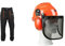 Oregon Yukon Kettensägen-Schnittschutzhose, Typ A Klasse 1, Größe L (EU 50-52) (295435/L) & Yukon Kettensägen-Sicherheitshelm mit Gehörschutz und Netzvisier (562412), Orange, Einheitsgröße