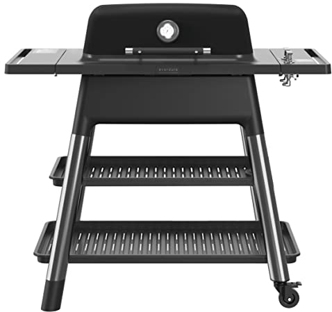 POWERHAUS24 Everdure Force Barbacoa de gas, 2 quemadores de alto rendimiento en forma de O, perfecta distribución del calor, patas adicionales para uso móvil, color negro