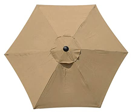 MENAYODA Sonnenschirm Ersatzbezug, Terrassenschirm Ersatzdach, 3 m Wasserdicht, Langlebig Sonnenschirmabdeckung, für Patioschirm Gartenschirm (Khaki, 6 Arme)