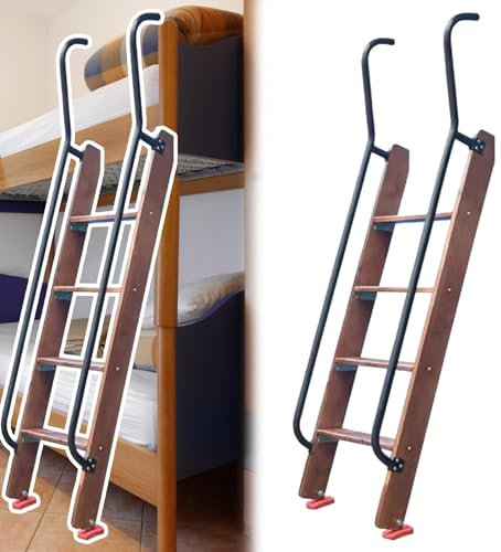 Bunk Bed Ladder Indoor Loft Bed Wooden Slanted Ladder, Coffee Metal Safety Handrail Climb Ladder with Wide Step, Dormitory Twin Beds Ladder Floor-standing (Size : 4 Step/125cm(49 1/4))