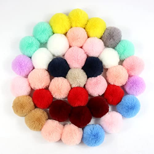 20 Stück Fellbommel Pompon Kunstfell Pompon 5cm Künstliche Fellbommel für StrickMützen und Beanies Taschenanhänger Schlüsselanhänger Anhängern Basteln Waschbär Haarkugel Anhänger DIY-Gemischte Farben
