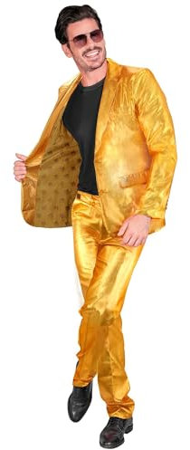 W WIDMANN MILANO Party Fashion – Kostym Mr. Guld, gyllene kostym, jacka och byxor, showman, disco fever, casino temafest, nyårsafton