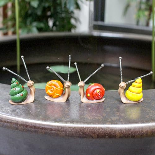 Recitem Gartendekoration Schnecken Dekoration 4 Stück,Statue, Home Balkon Dekoration, Figur Kawaii Geschenke für Frauen/Mama Deko für Zimmer Terrasse für Auto Büro Hof, Kunst, Rasen, Terrasse (1 Set)